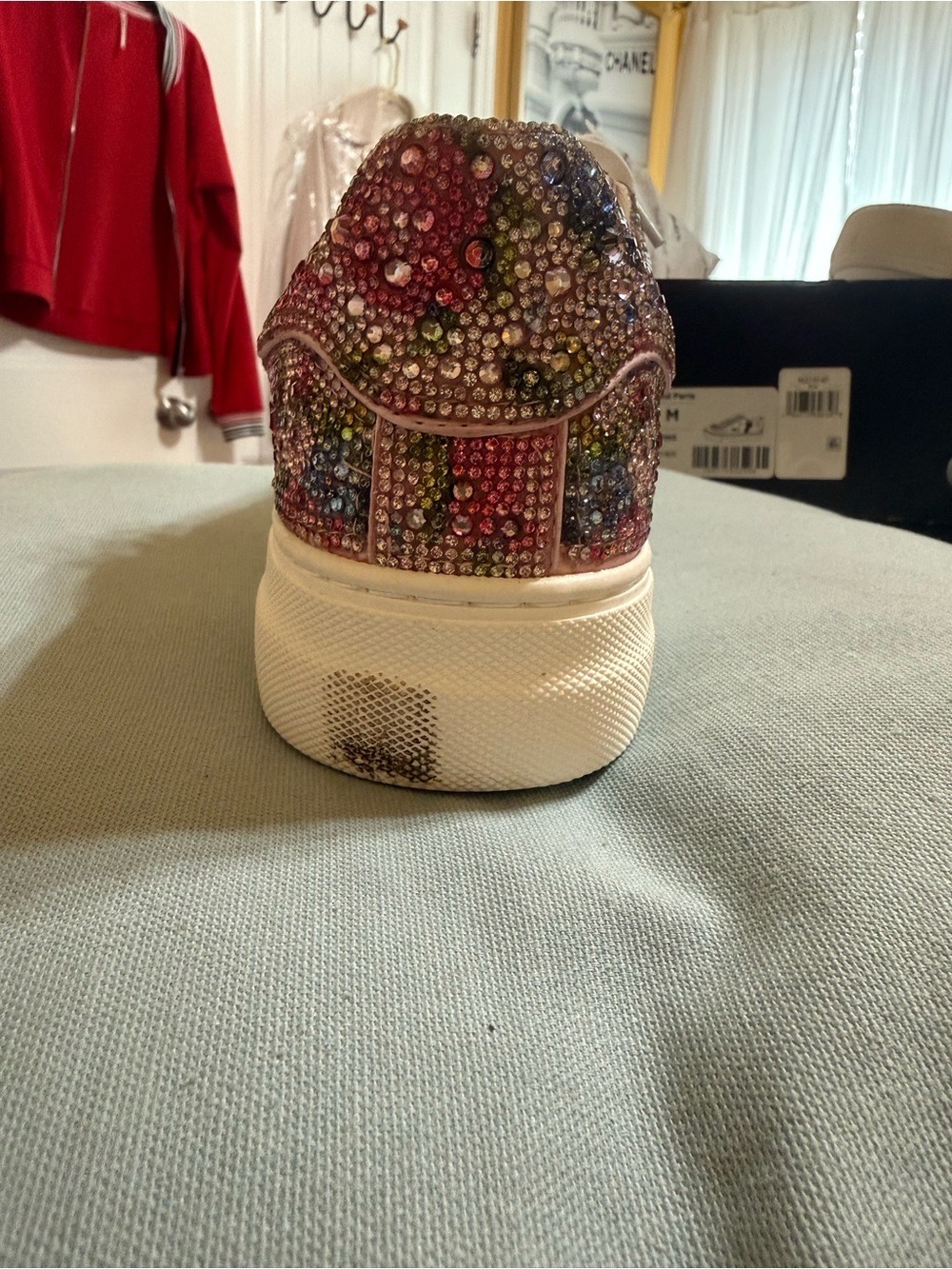 Betsey Johnson Pink Multicolor Crystal Embellished Bag Sneakers - Picture 10 of 13